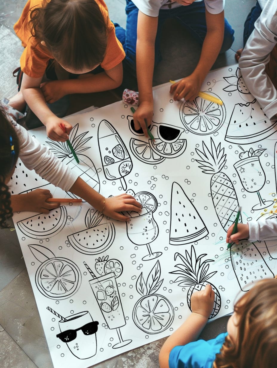 Happy Birthday Personalized Summer Coloring Tablecloth | LOLA + SOFIA